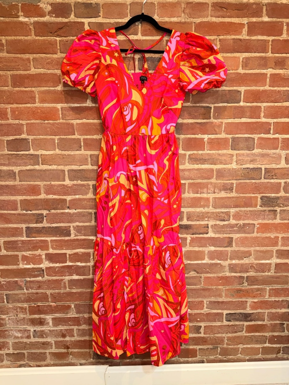 1. State Pink, Orange & Yellow Swirl Maxi Dress